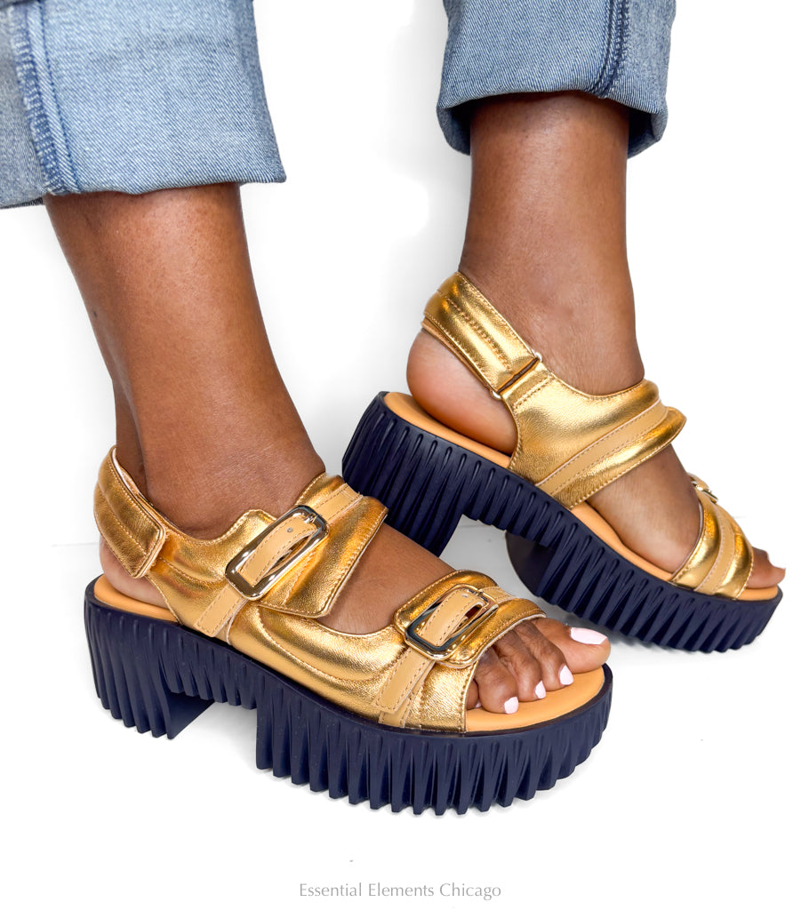 4ccccees Plia Kiko Sandal, Gold - Essential Elements Chicago