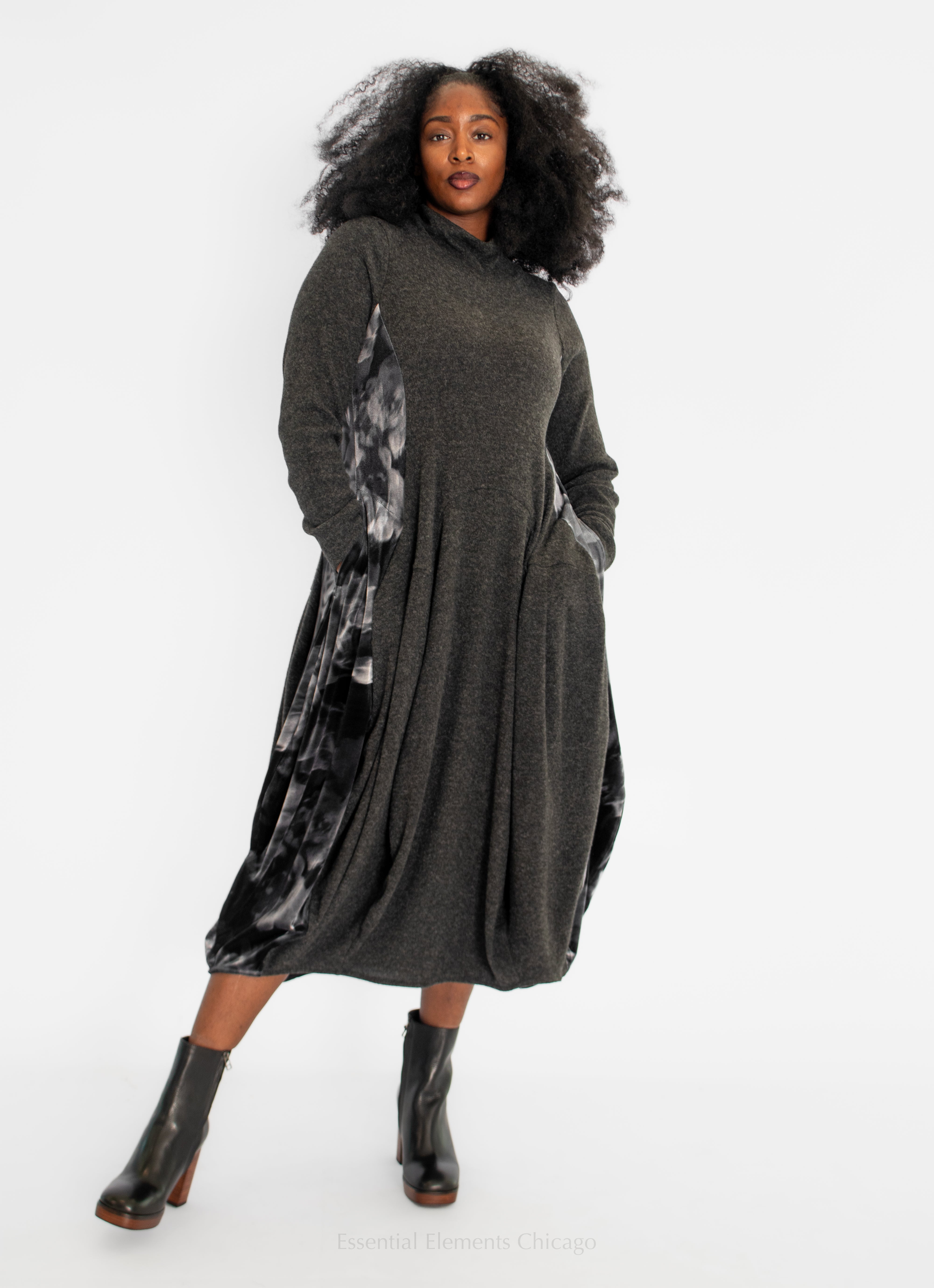 Alembika Knit Dress, Grey - Essential Elements Chicago