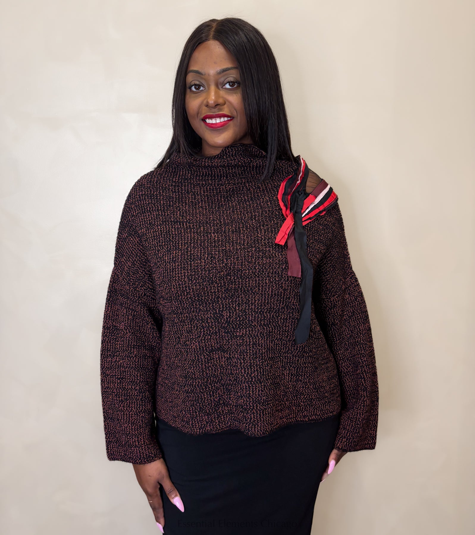 Bize Mesh Shoulder Sweater