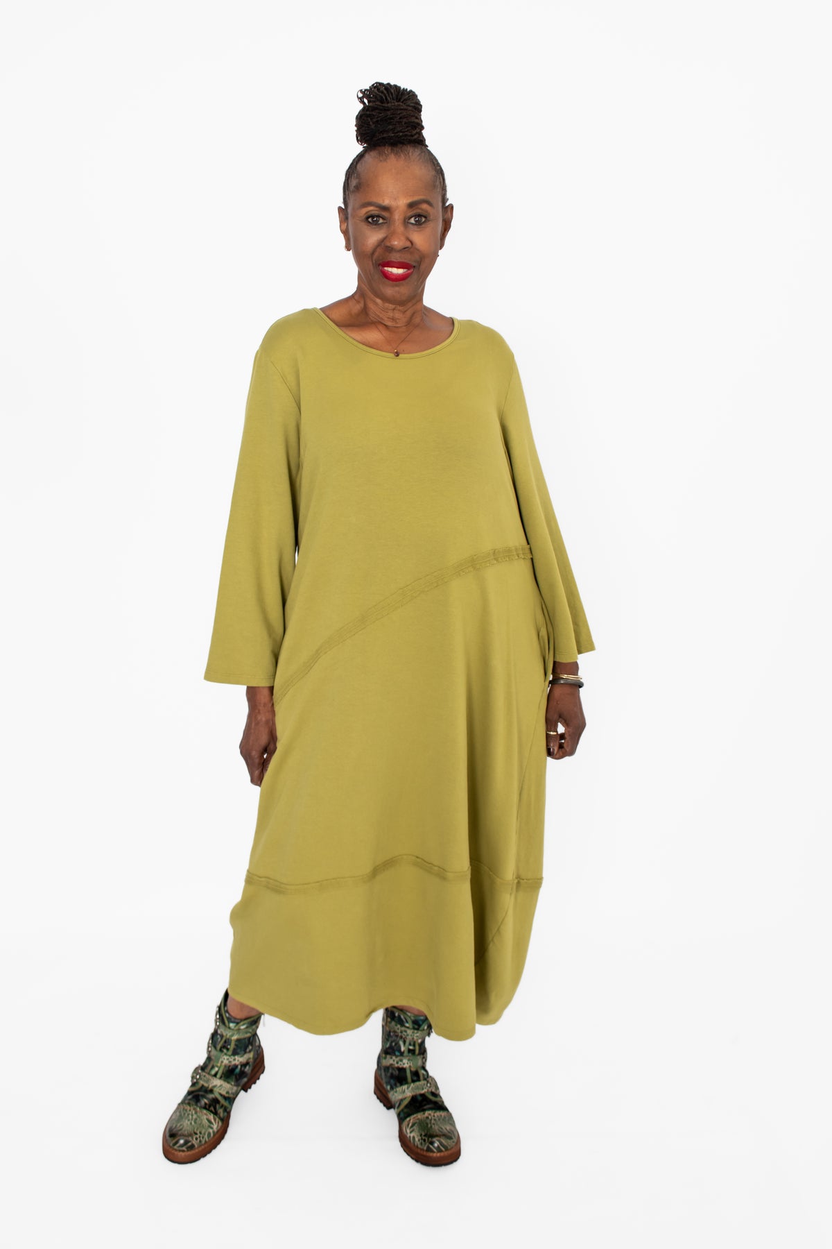 Cotton Lani ST718 Lantern Midi Dress - Essential Elements Chicago