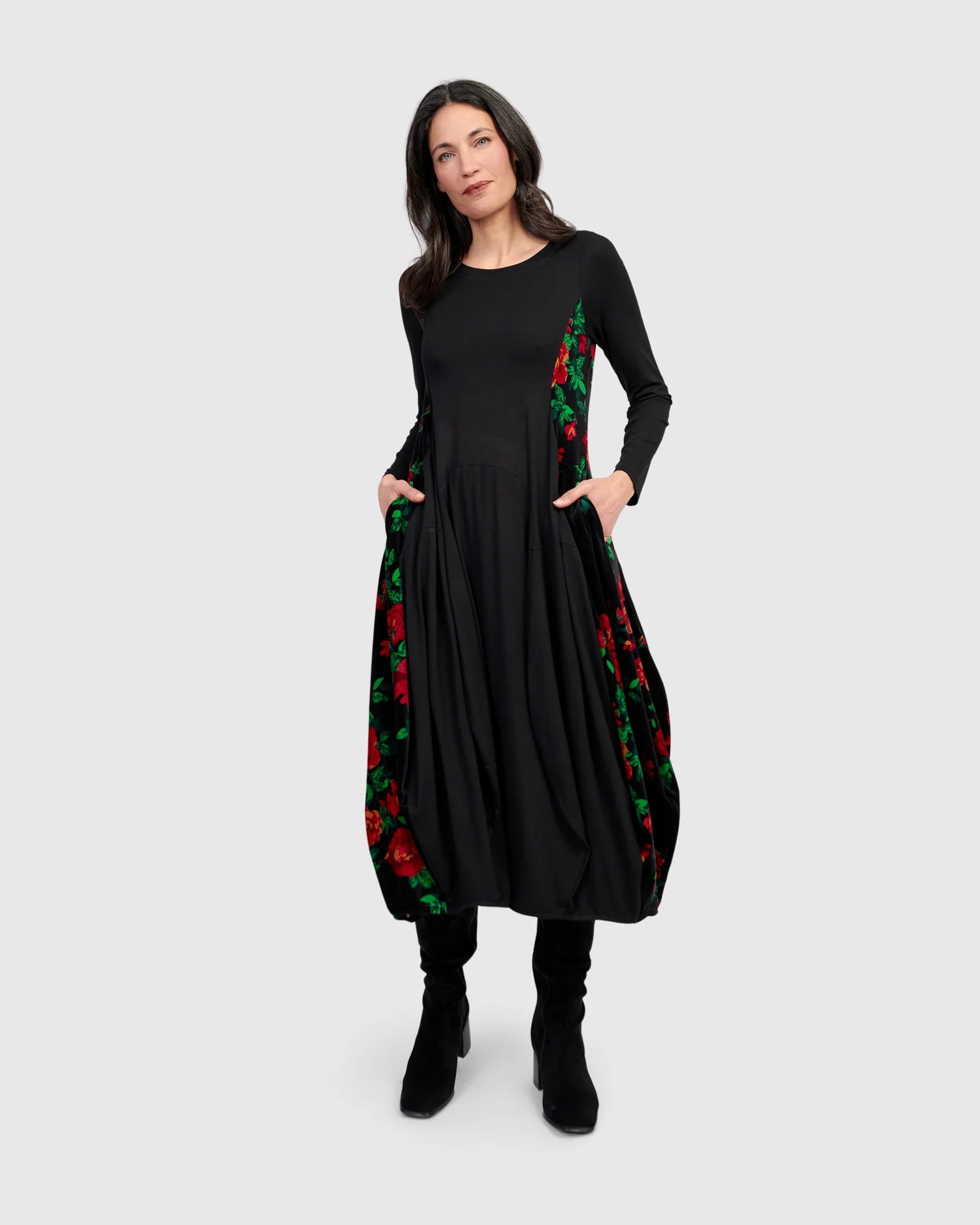 Alembika Cocoon Crew Dress, Roses