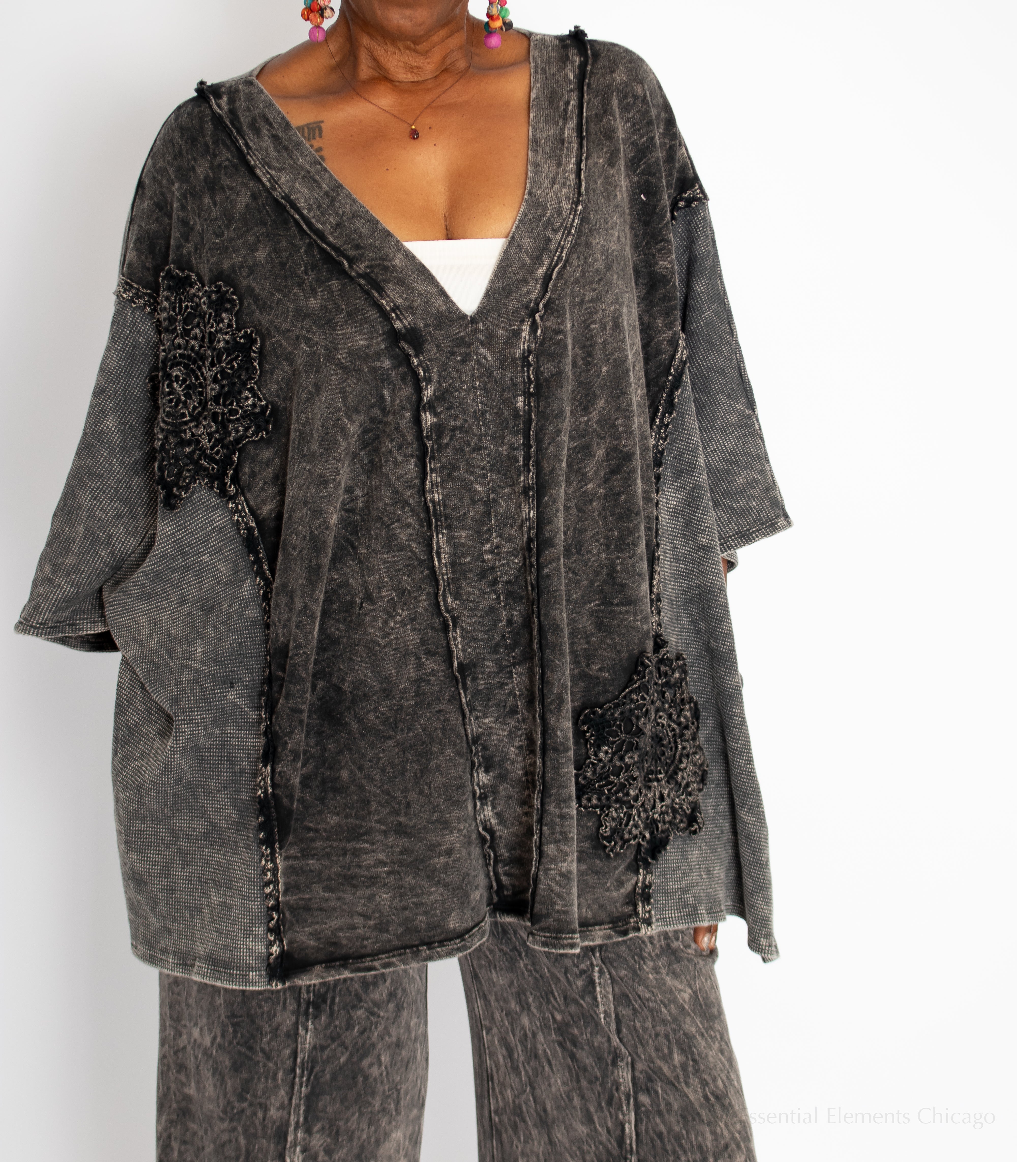 J Her Fade to Floral Set, Ash Black