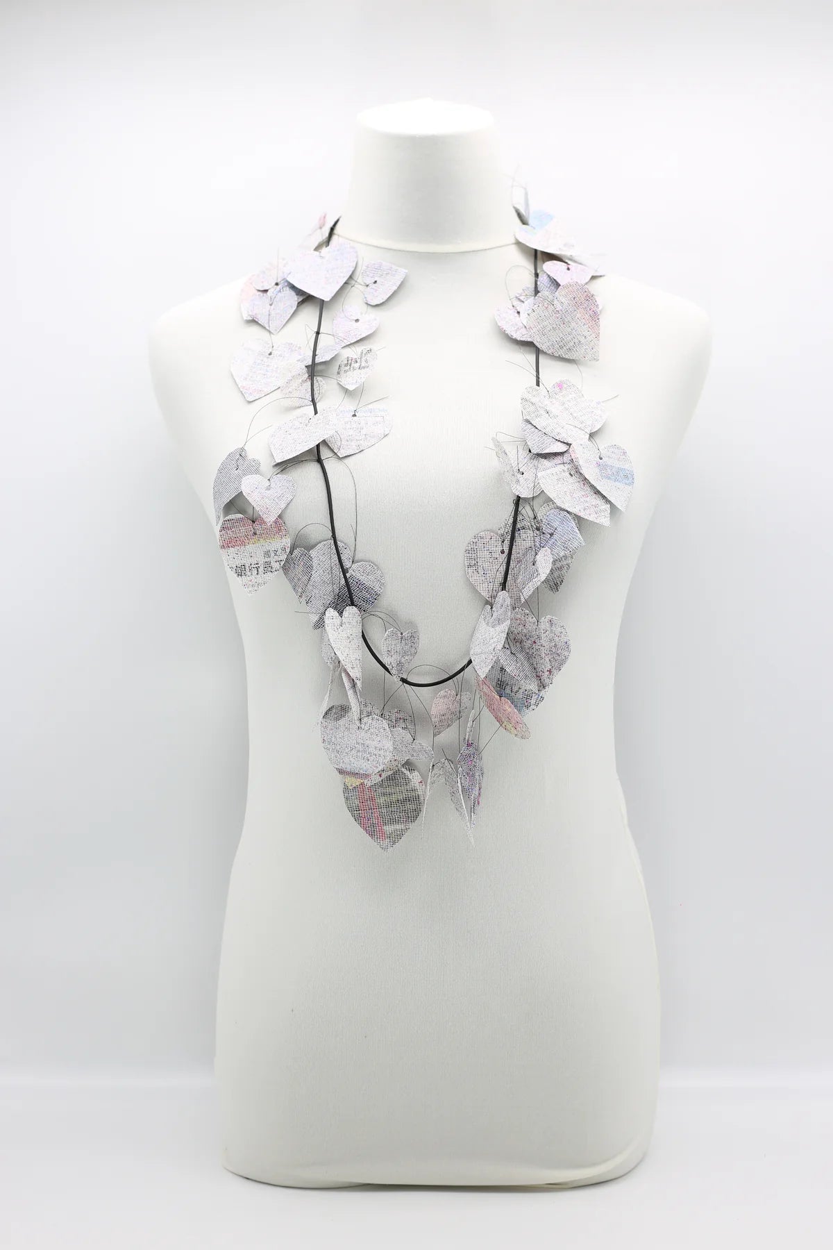 Jianhui Recycled Newspaper Hearts Necklace