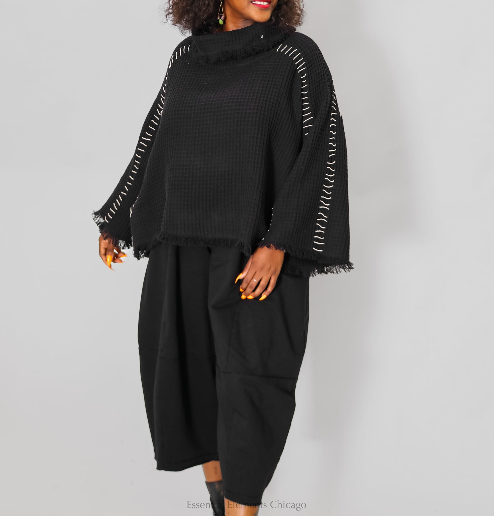 Kedem Sasson Fray Sweater, Black - Essential Elements Chicago