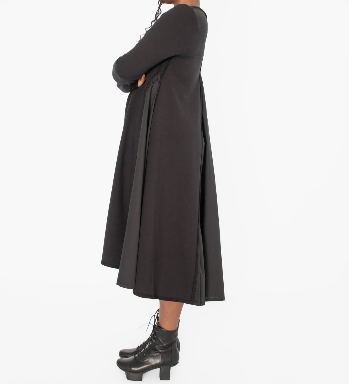 Kedziorek Cotton V-neck Dress, Black - Essential Elements Chicago