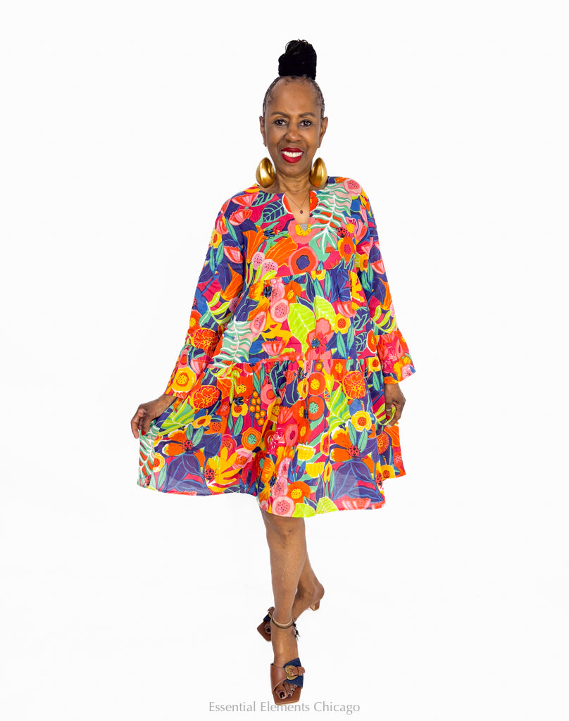 KikiSol Poppies Ruffle Dress