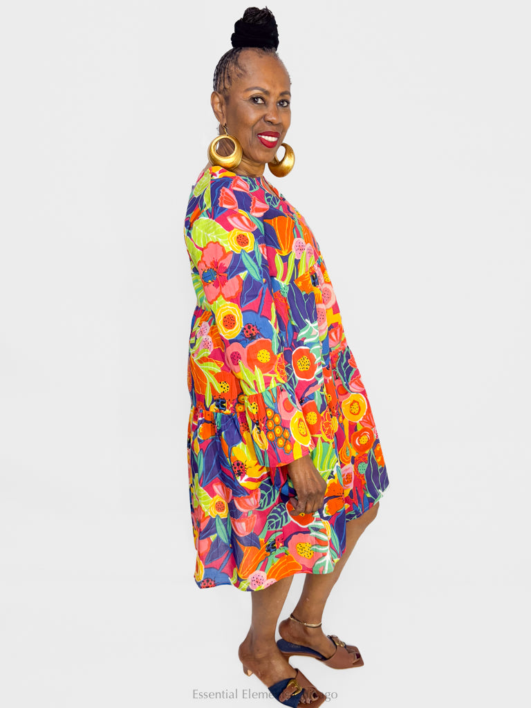 KikiSol Poppies Ruffle Dress