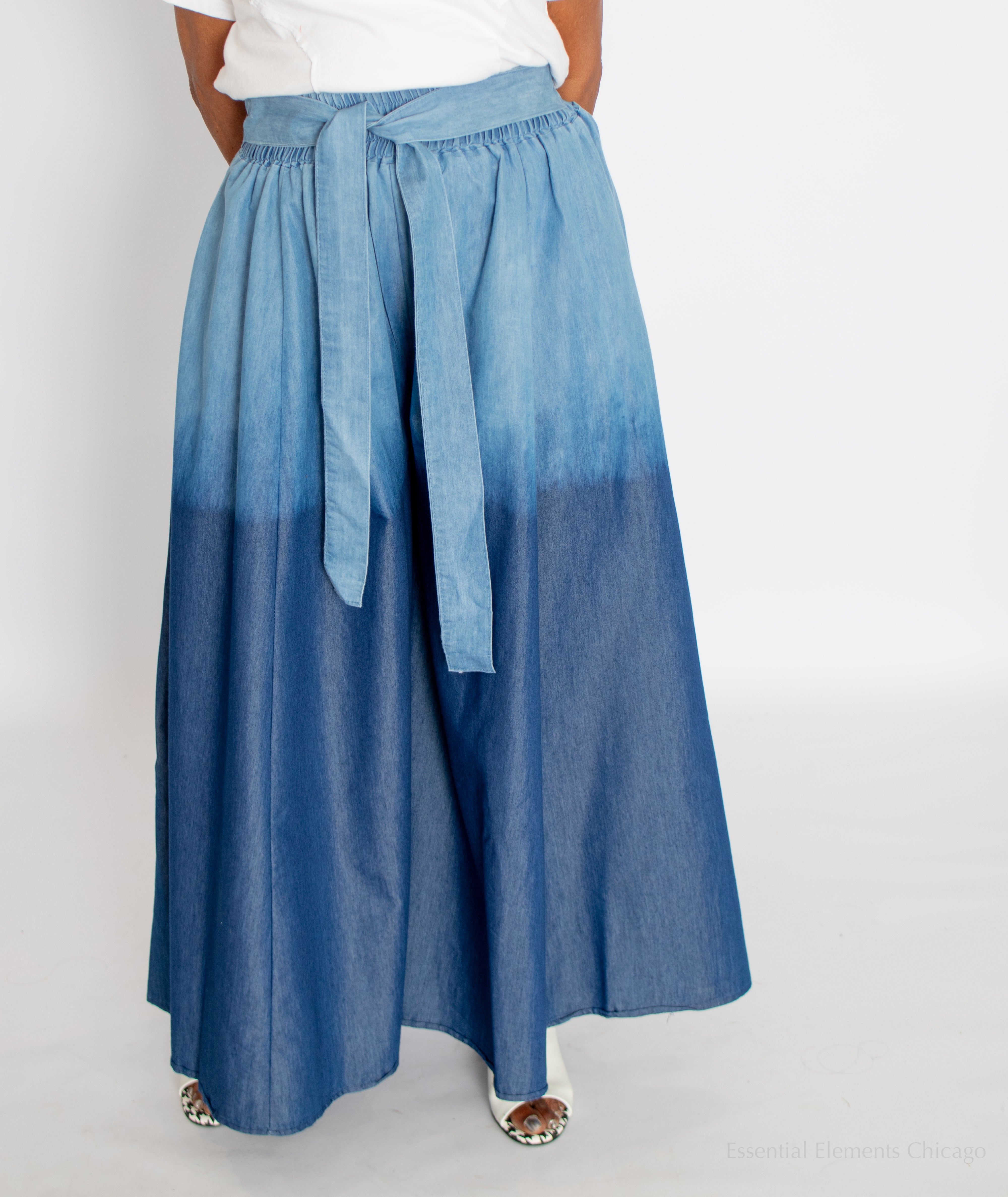 Ombre Denim Palazzo Pants
