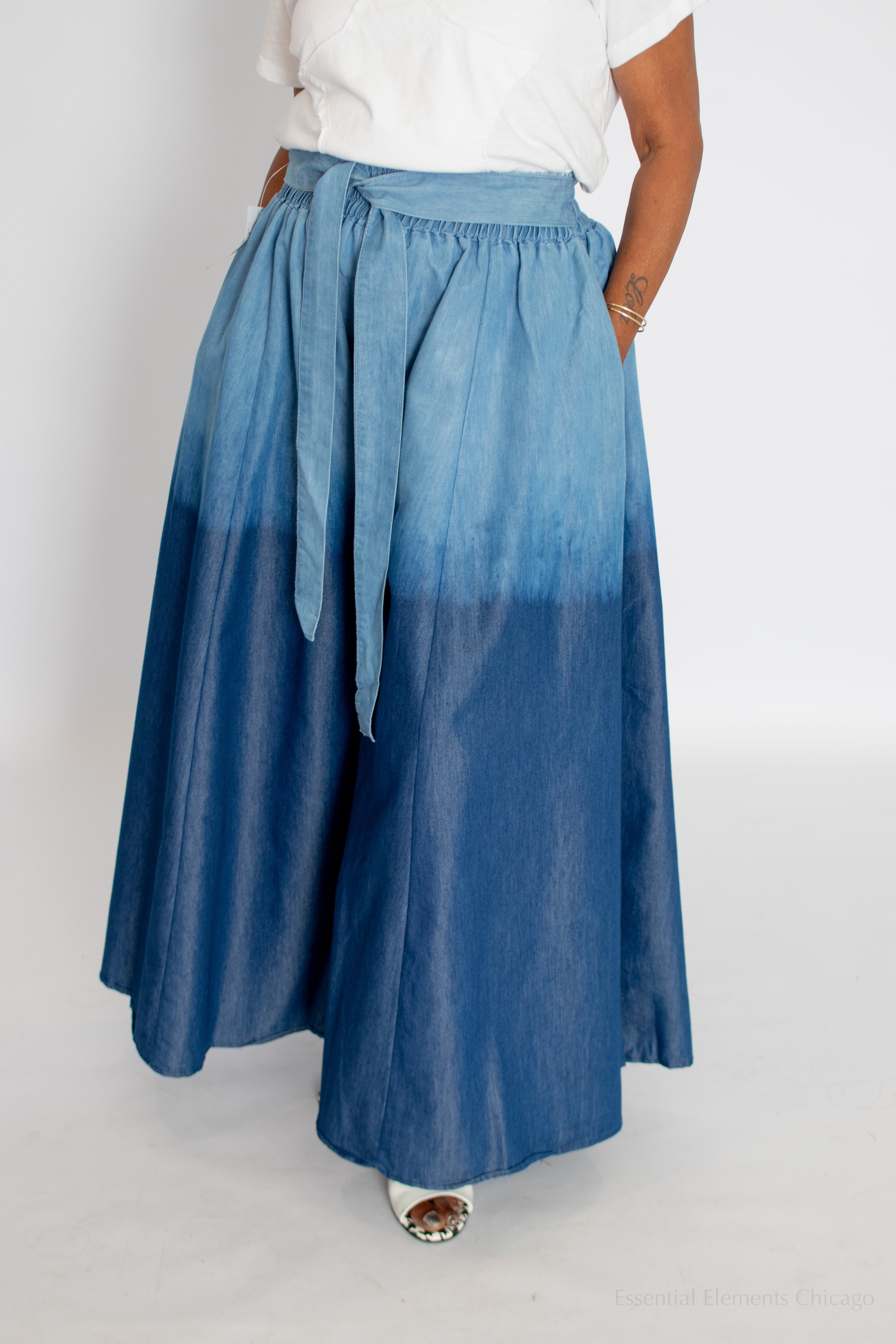 Ombre Denim Palazzo Pants