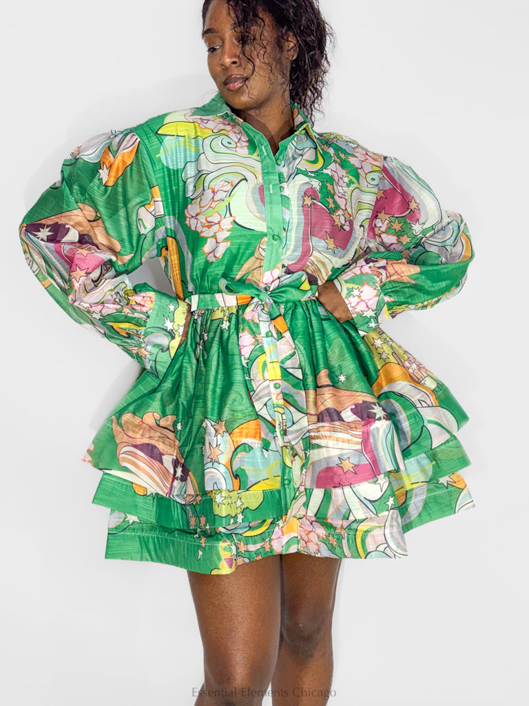 Mini Layers Dress, Green