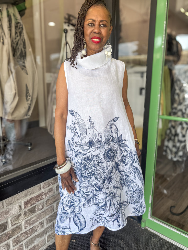 Saga Printed Linen Dress