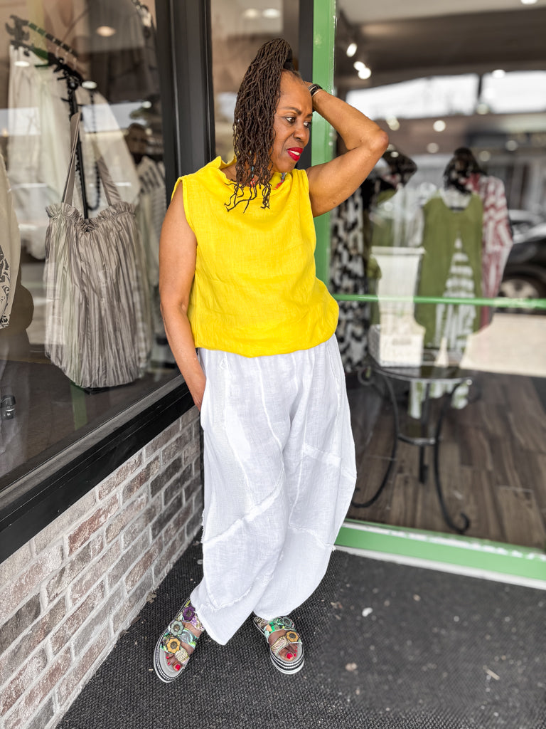 Saga Linen Cowl Top