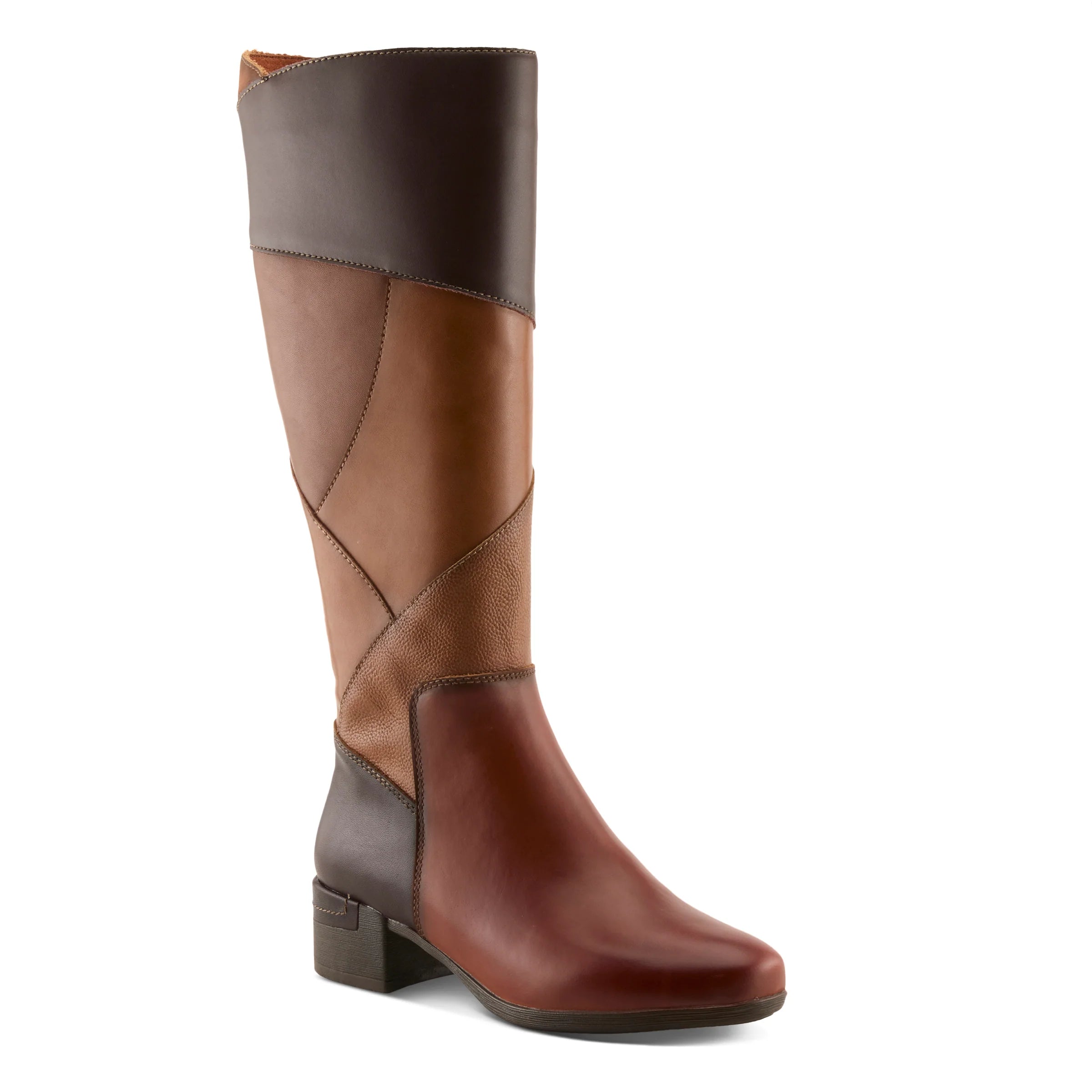 Spring Step Patchwork Boots - Brown