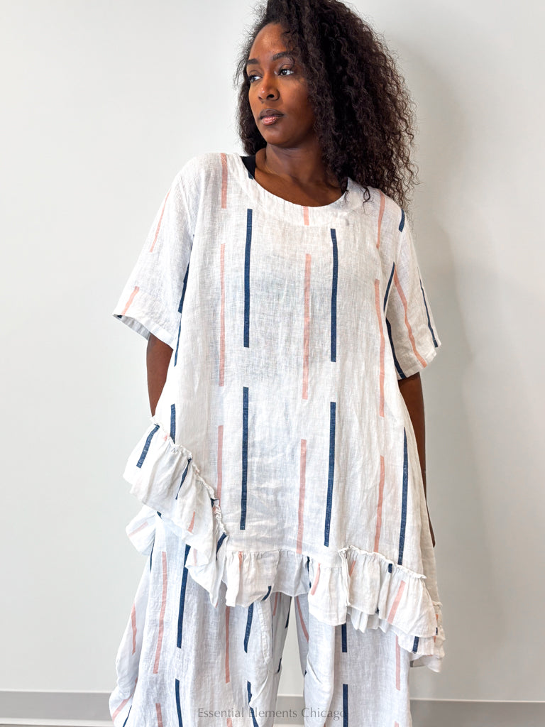 T by Transparente Ruffle Stripe Tunic - Essential Elements Chicago