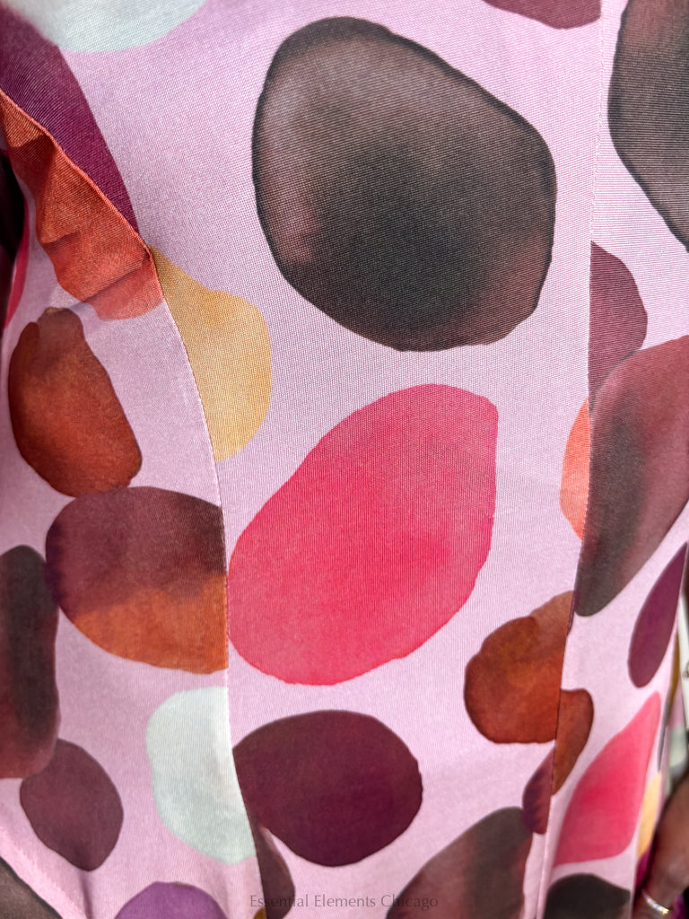 Alembika Cocoon Dress, Magenta Dots - Essential Elements Chicago