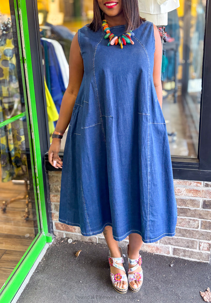 Alembika Denim Swing Dress - Essential Elements Chicago