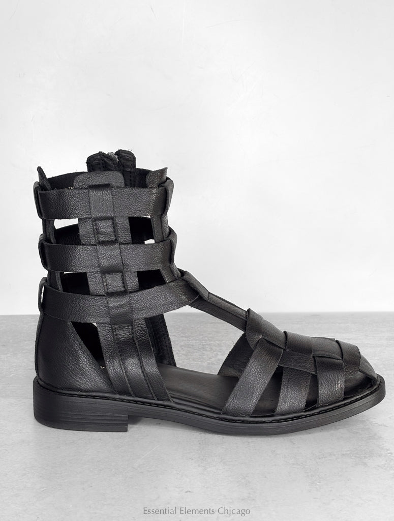 All Black Glad 26 Gladiator Sandal - Essential Elements Chicago