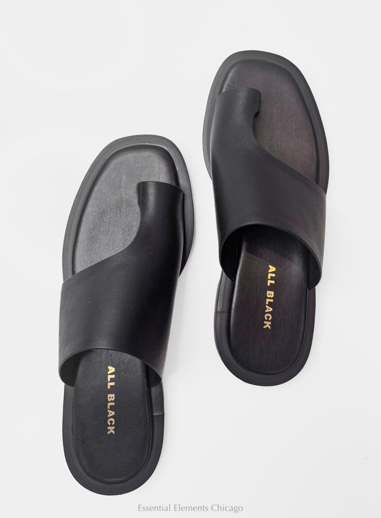 All Black One Side Slide, Black