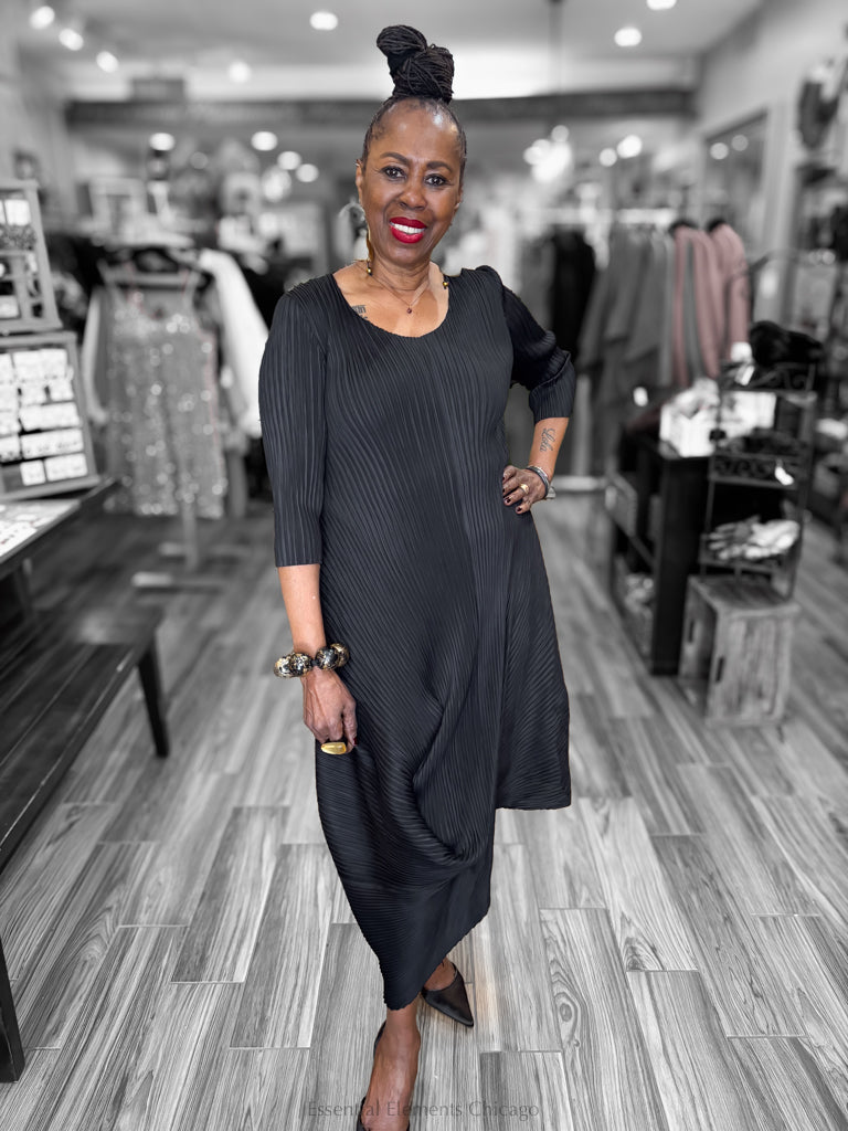 Alquema Drapper Dress, Black - Essential Elements Chicago