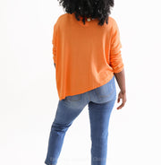 B & K Moda Pinched Pleated Sweater Orange One Size Clothing - Sweater by B & K Moda | Essential Elements Chicago