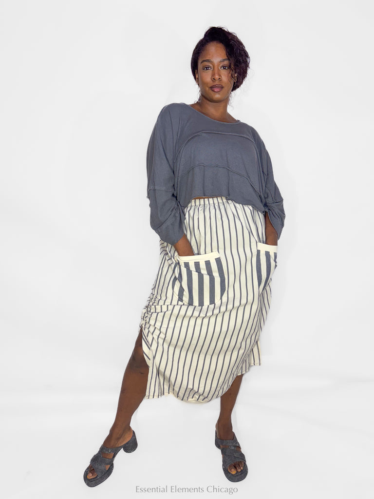 Bodil Knit Crop Top, Graphite - Essential Elements Chicago