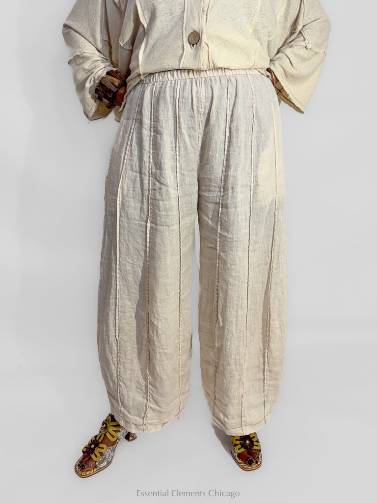 Bodil Seamed Pant, Ivory - Essential Elements Chicago
