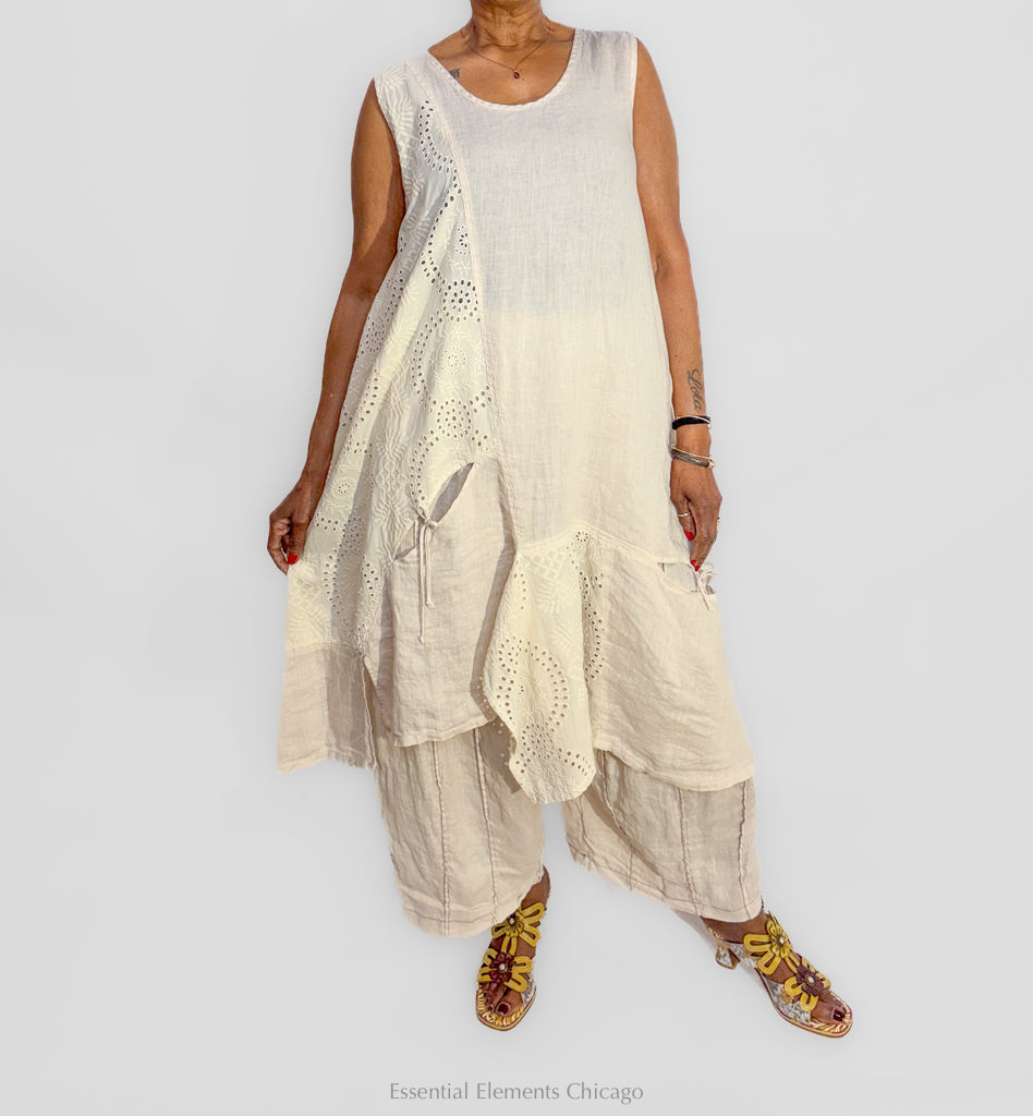 Bodil Seamed Pant, Ivory - Essential Elements Chicago