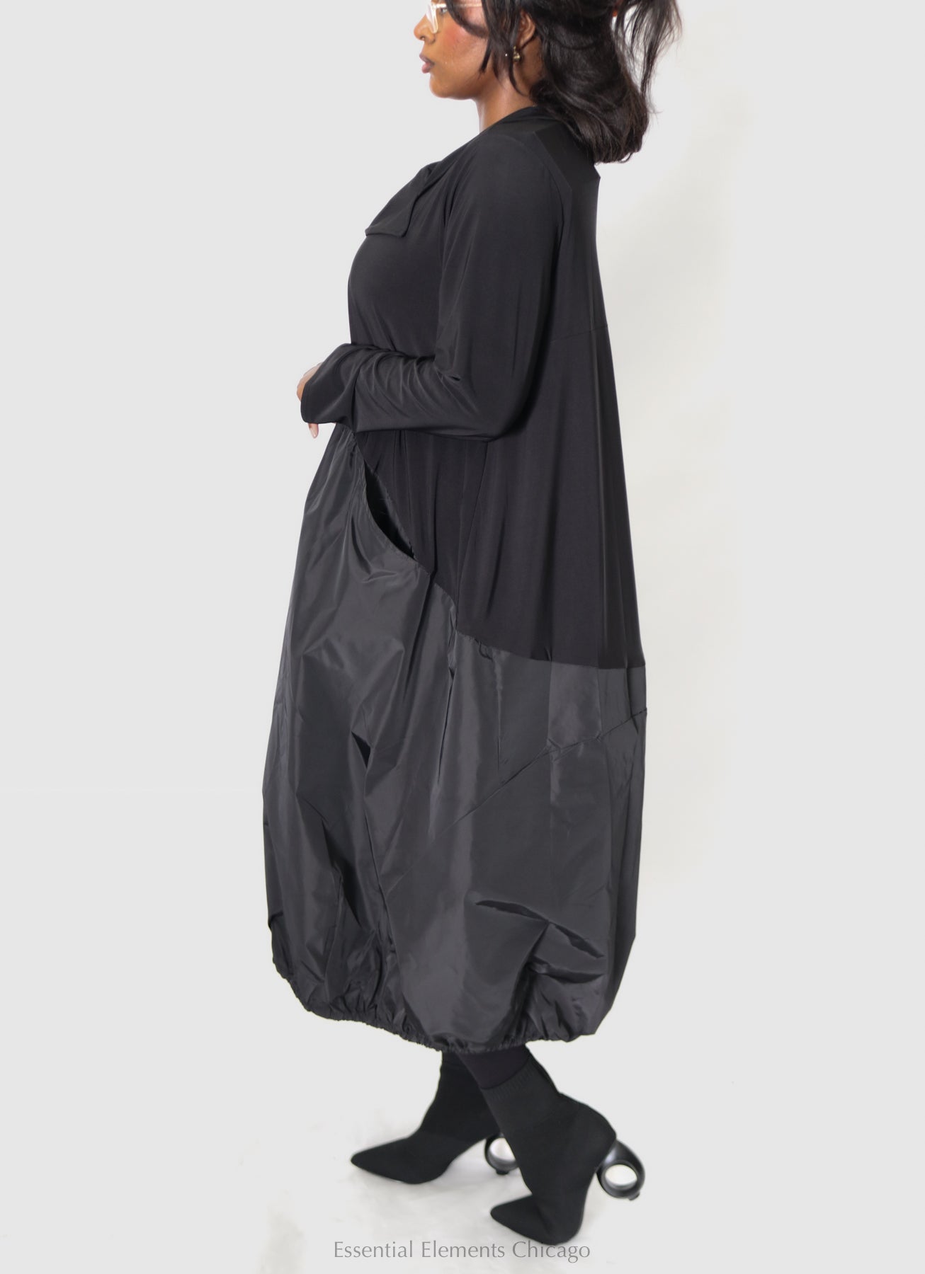 Bread & Butter Cowl Dress - Black - Essential Elements Chicago