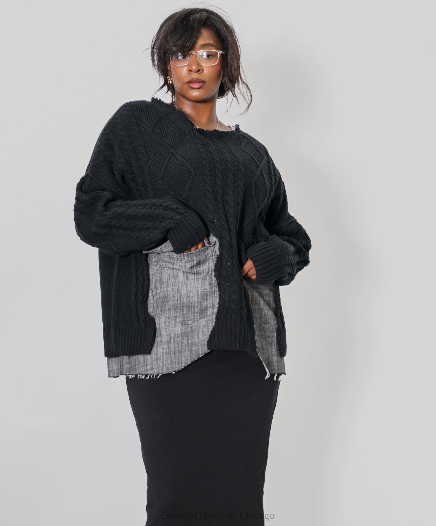 Bread & Butter Denim Pocket Sweater - Essential Elements Chicago