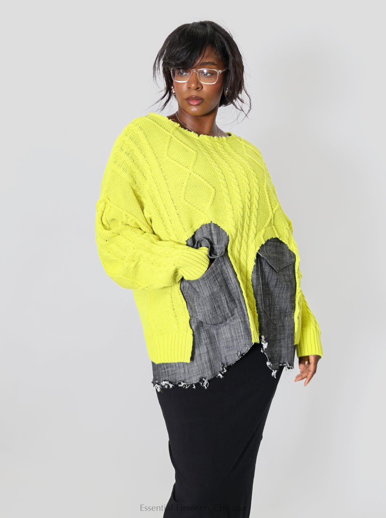 Bread & Butter Denim Pocket Sweater - Essential Elements Chicago