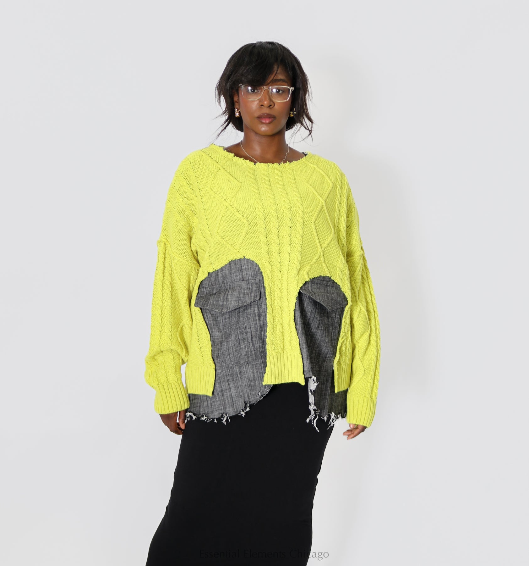 Bread & Butter Denim Pocket Sweater - Essential Elements Chicago