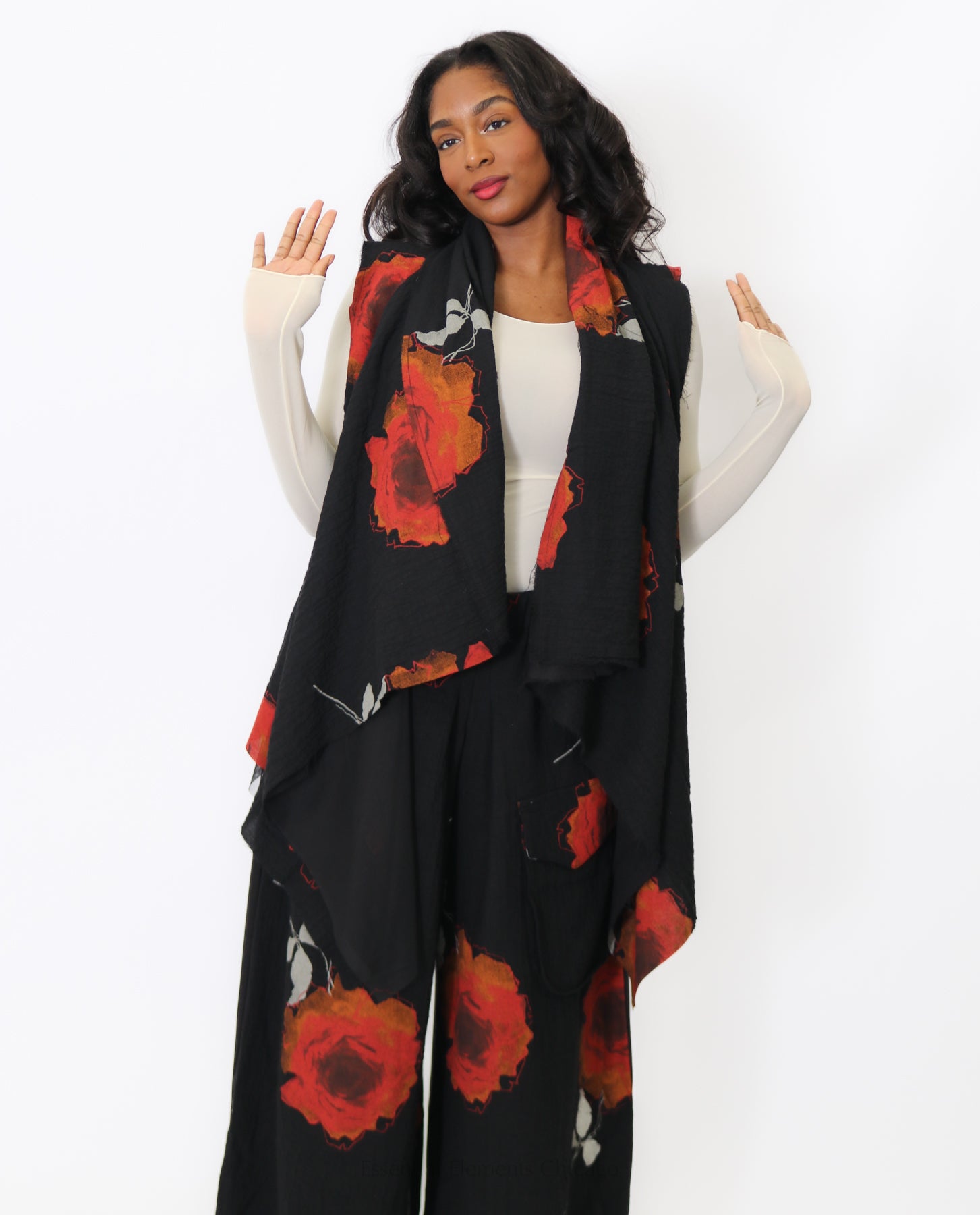 Bread & Butter Linen Floral Vest - Essential Elements Chicago