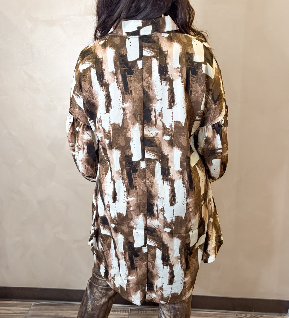 Brushstroke Tunic, Taupe - Essential Elements Chicago