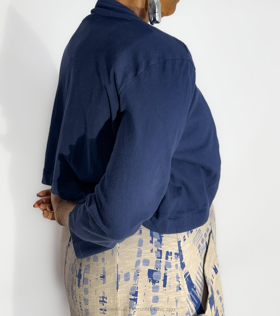 Cotton Lani Bolero Jacket, Navy - Essential Elements Chicago