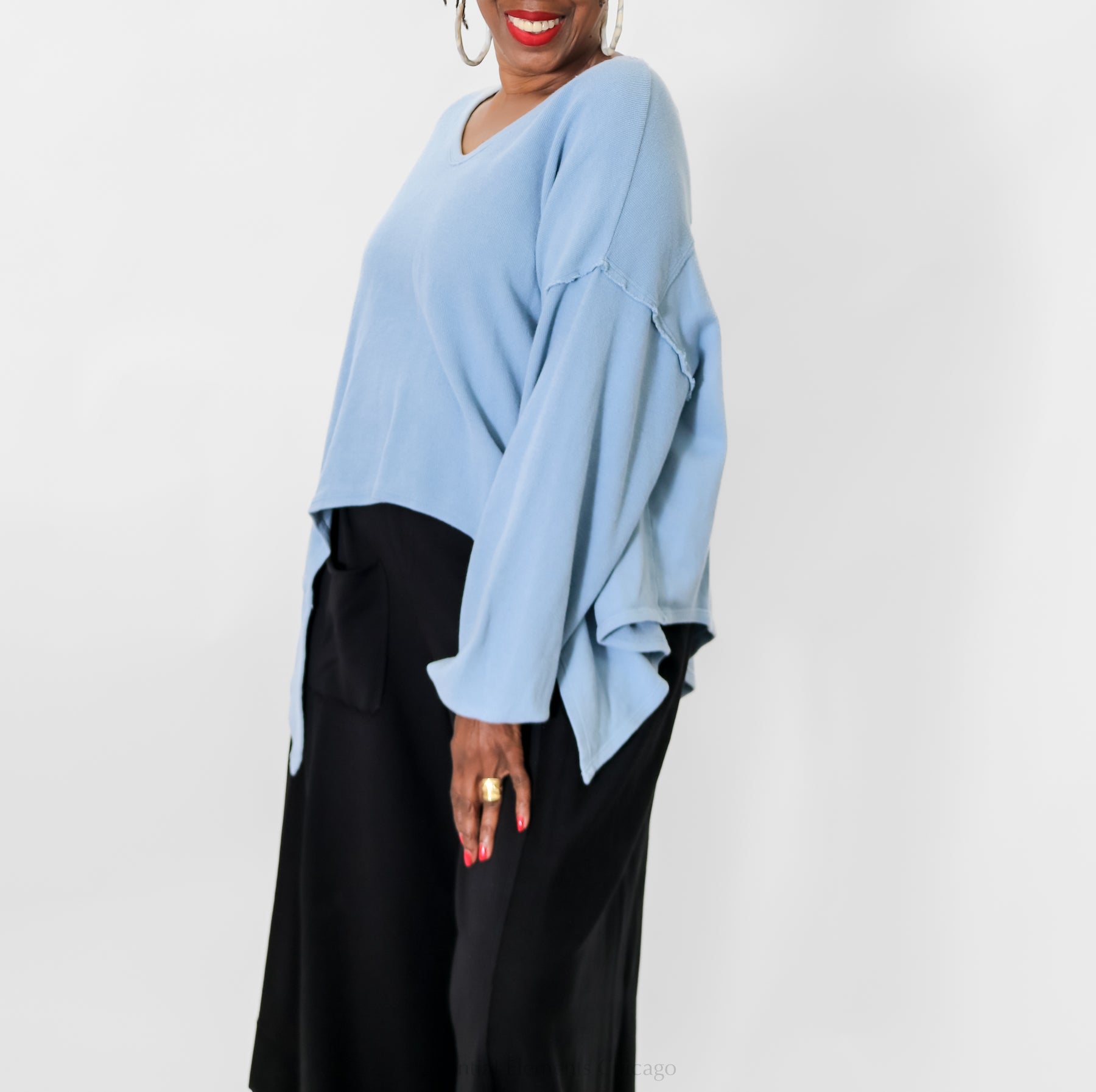 Cotton Lani V-Neck Sharkbite Top