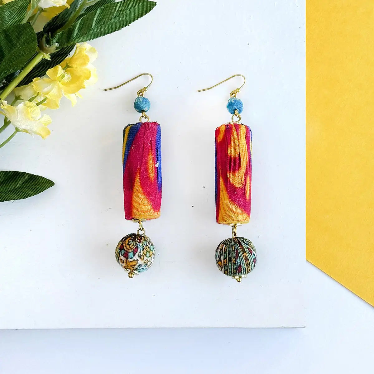 Cylindrical Kantha Earrings - Essential Elements Chicago