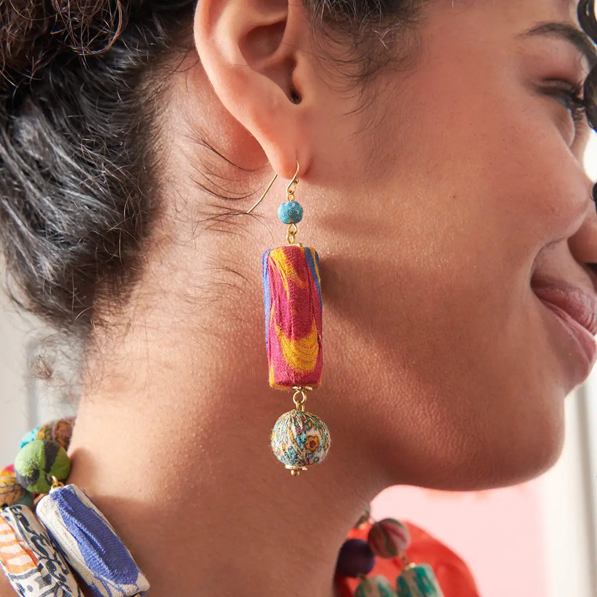 Cylindrical Kantha Earrings - Essential Elements Chicago