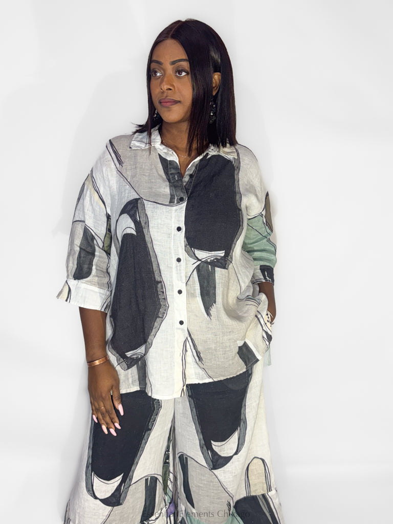 Grizas Tumble Stone Linen Blouse - Essential Elements Chicago