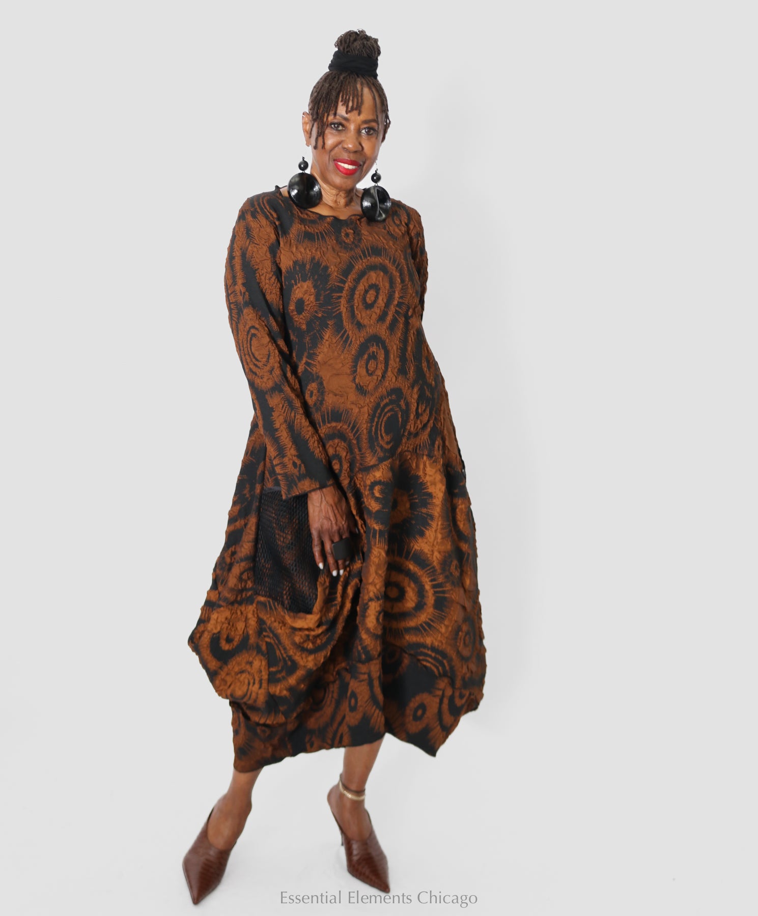 Heydari Bronze Mesh Pocket Dress