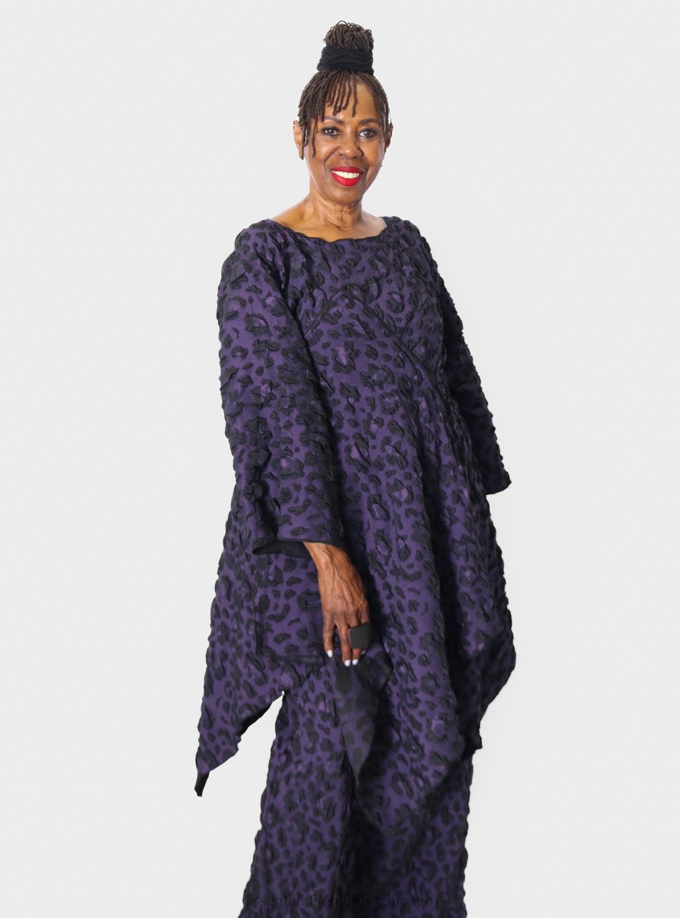 Heydari Flowy Textured Top - Purple - Essential Elements Chicago