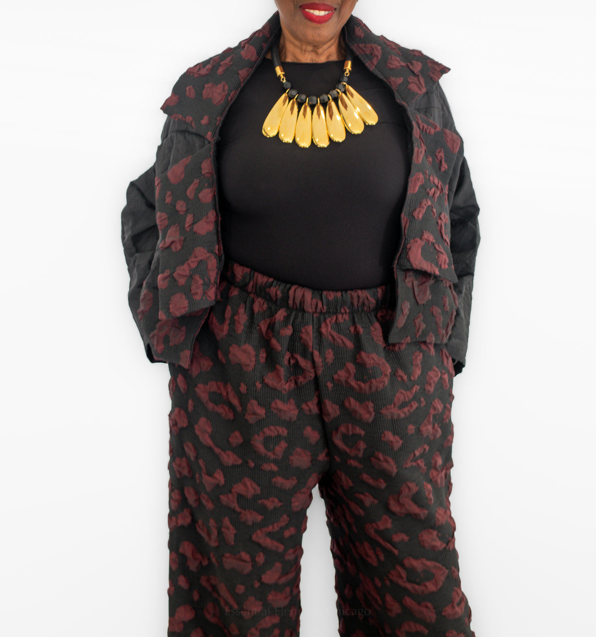 Heydari Short Jacket, Red & Black - Essential Elements Chicago