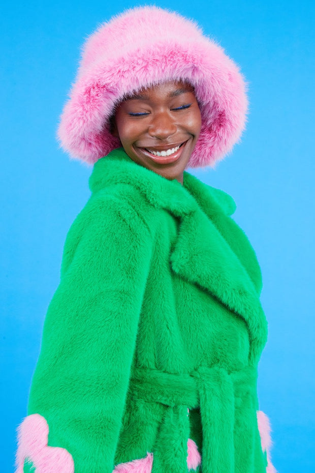Jayley Faux Fur Bucket Hat, Pink - Essential Elements Chicago