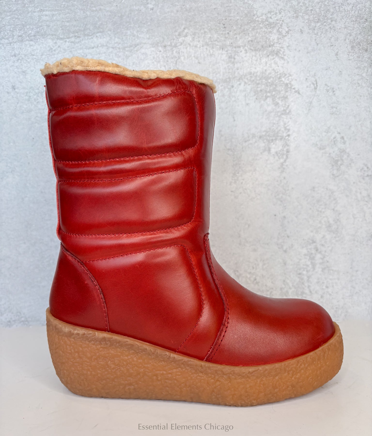 Jeffrey Campbell Wooli Leather Boot - Red - Essential Elements Chicago