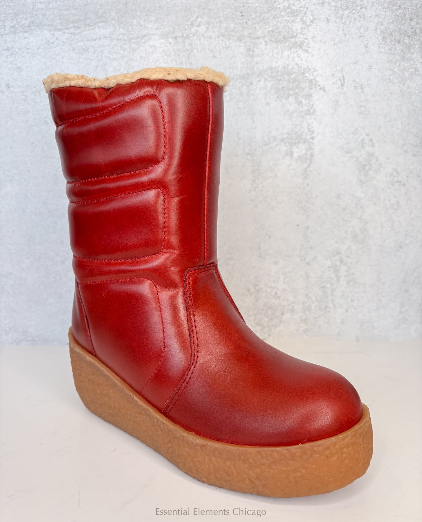 Jeffrey Campbell Wooli Leather Boot - Red - Essential Elements Chicago