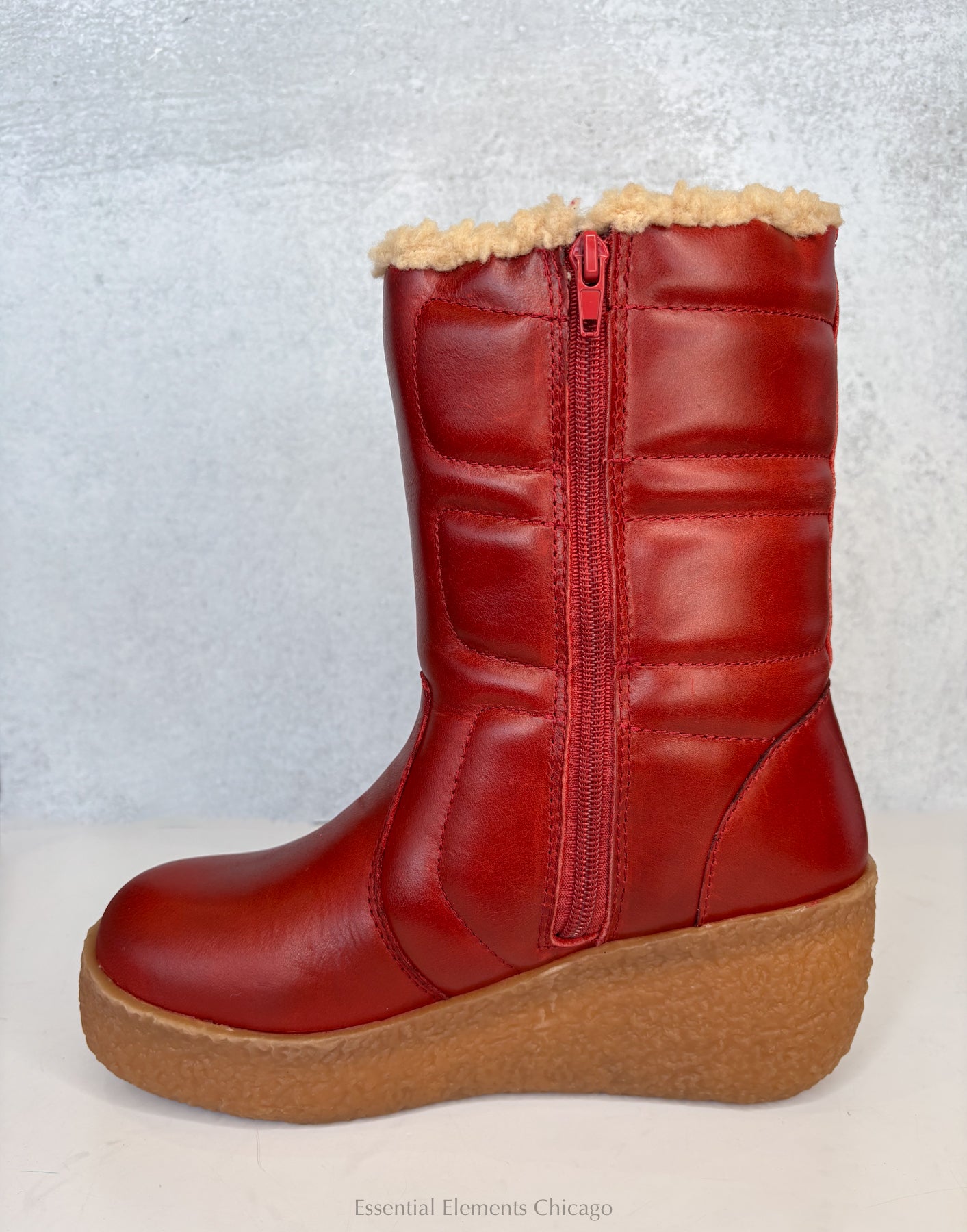 Jeffrey Campbell Wooli Leather Boot - Red - Essential Elements Chicago