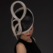 Kakyco 102081 2-Tone Fascinator Black-Silver Accessories - Wearables - Hats by Kakyco | Essential Elements Chicago