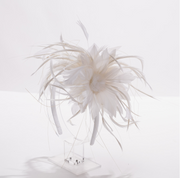 Kakyco 5911H Feather Fascinator White Accessories - Wearables - Hats by Kakyco | Essential Elements Chicago