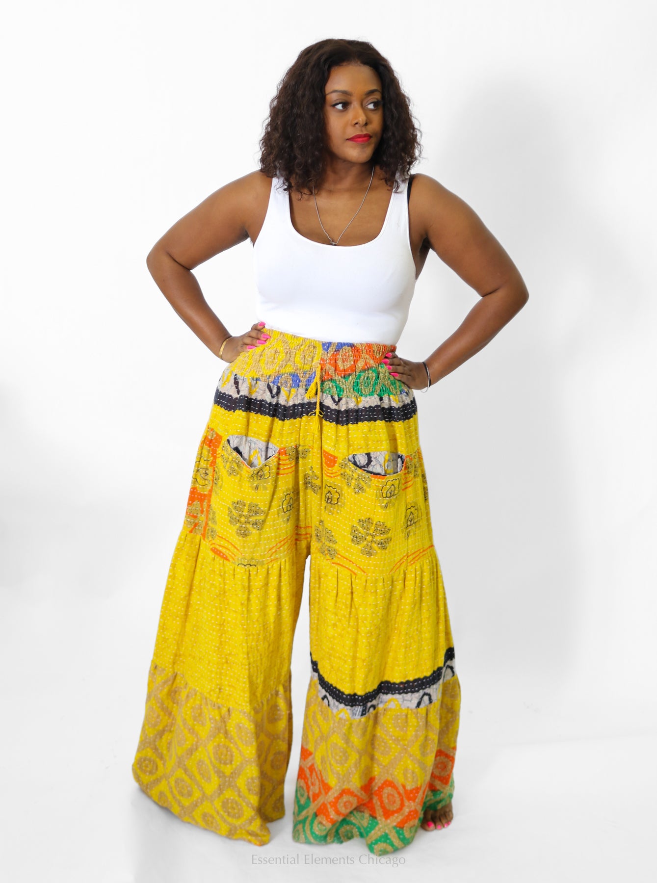 Kantha Lotus Wide Leg Pants - Essential Elements Chicago
