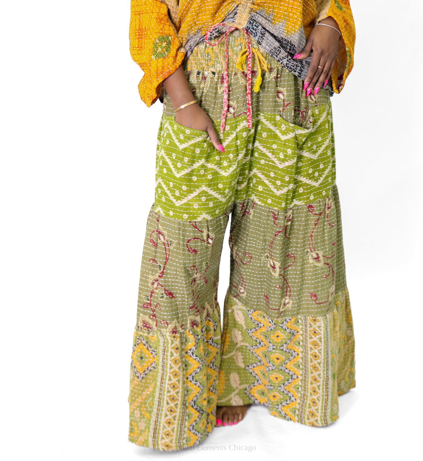 Kantha Lotus Wide Leg Pants - Essential Elements Chicago