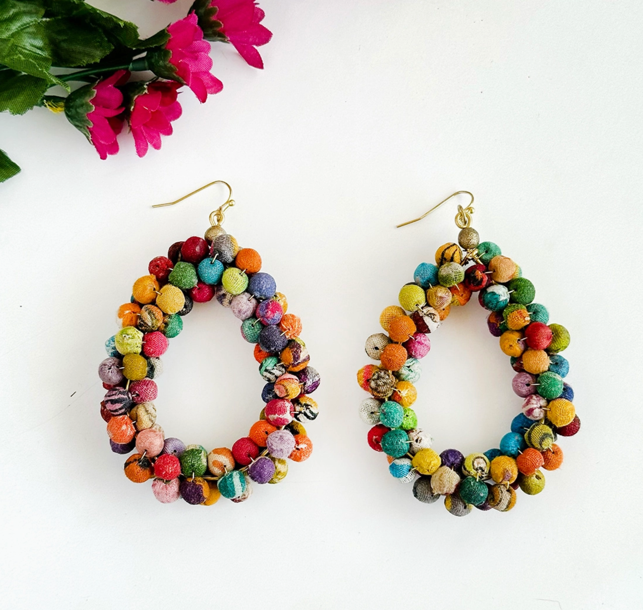 Kantha Teardrop Earrings - Essential Elements Chicago